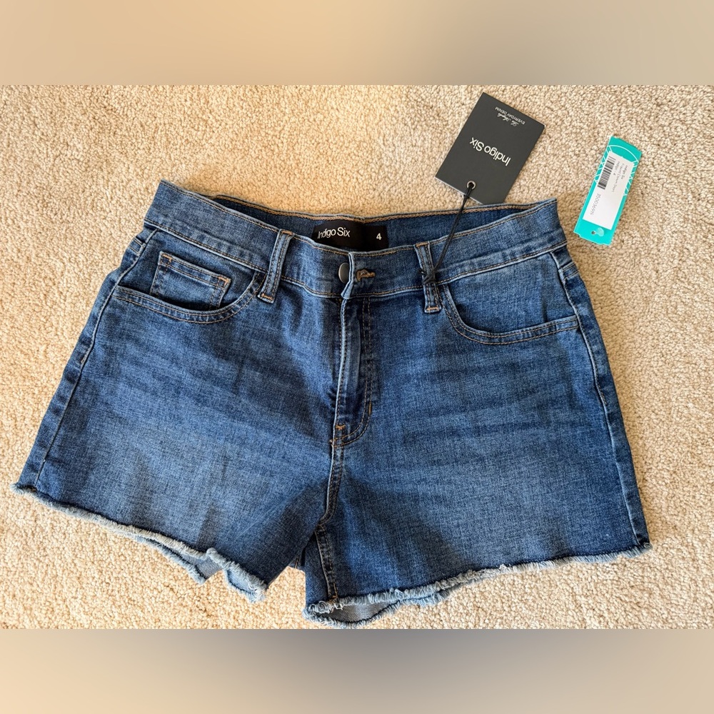 NWT Indigo Six Frayed Blue Denim Shorts